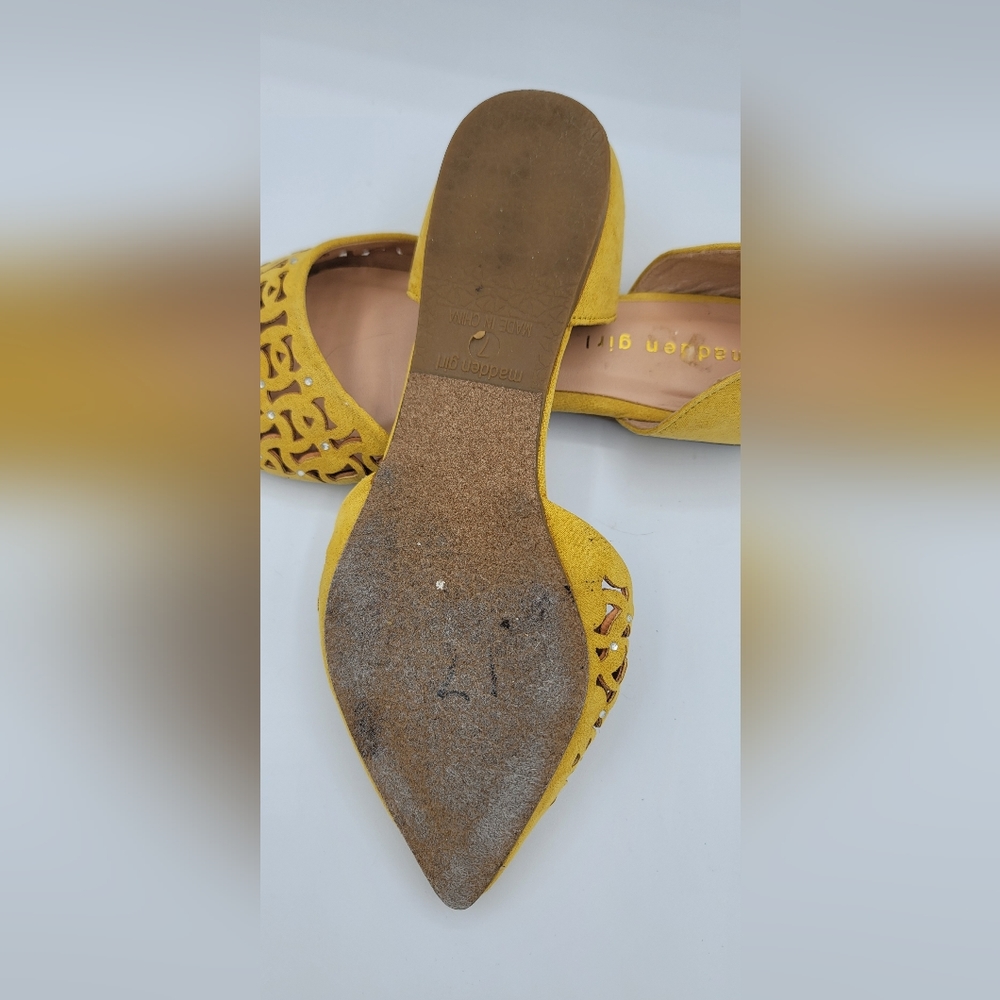 Madden Girl - Mustard Yellow Pointed Toe Flats With Rhinestone Detail - Picture 2 of 7